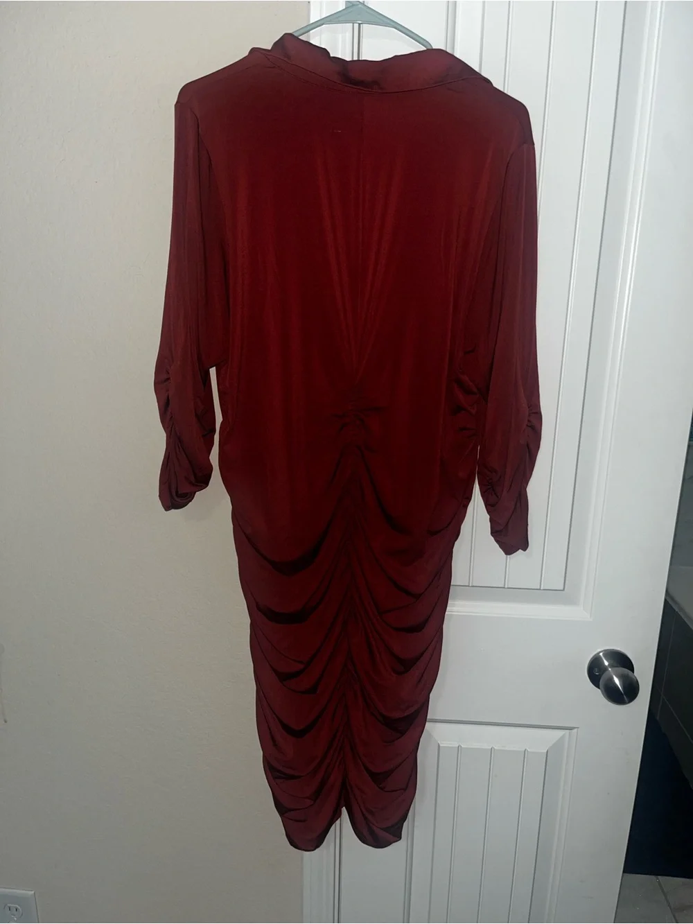 Torrid Ruched Button-Front Dress in Brick Red - Picture 5 of 5